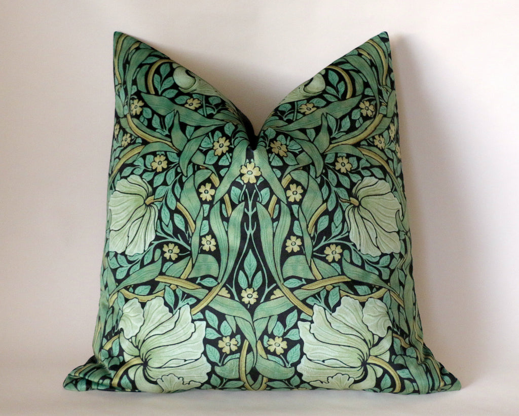 William Morris Pimpernel Green Velvet Decorative Pillow Cover or Euro Sham