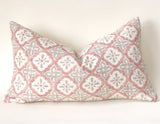 Batik Blush Pillow / Blush 20x20 / 20x20 Cushion Cover / 20x20 Pink Pillow Cover / Cream 20x20 Blush / 20x20 Sofa Pillow Cover - Annabel Bleu