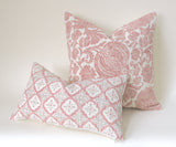 Batik Blush Pillow / Blush 22x22 / 22x22 Cushion Cover / 22x22 Pink Pillow Cover / Cream 22x22 Blush / 22x22 Sofa Pillow Cover - Annabel Bleu