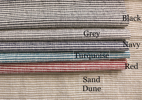 Turquoise Hemp Hmong Fabric / Home Decor Fabric / Dark Teal Upholstery / Upholstery Ticking Stripe / Heavyweight Upholstery - Annabel Bleu