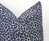 Grey Chenille Leopard Pillow / Indigo Animal Print Cushion / 20x20 Cheetah Pillow or Other Sizes / Velvet Leopard Pillow Cover - Annabel Bleu