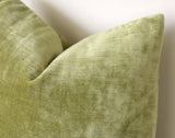 Chartreuse Green Velvet Pillow / Light Green Velvet Cushion Cover / ZIPPER Pillow Cover / Solid Green Pillow / Green Yellow Pillow Cover - Annabel Bleu