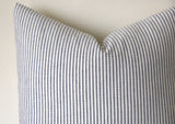 Navy Pinstripe Pillow Cover / Farmhouse Pillows / Soft Textured Vintage Washed Cotton / Cotton Ticking Pillow Case / Striped Cushion - Annabel Bleu