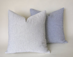 Farmhouse Pillow Cover 22x22 / Ticking Stripe 22x22 / Solid Blue 22x22 / Light Blue 22x22 / 22x22 Navy Pillow Case/ 22x22 stripe pillowcase