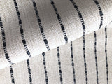 Jute Striped Performance Fabric Collection / Blue Upholstery Fabric by the Yard / Beige Home Decor Fabric / Indigo Upholstery - Annabel Bleu