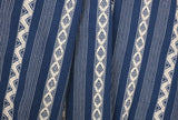 Blue Ivory Southwest 56" wide Fabric / Upholstery by the yard / Dark Blue Home Decor Fabric / Diamond Stripe Fabric / Woven Boho Upholstery - Annabel Bleu