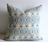 Olive or Aqua Pillow Cover / Batik Pillows / Les Indiennes Pillows / Cotton Block Print Pillow Case / Olive Cushion Cover - Annabel Bleu