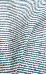 Turquoise Hemp Hmong Fabric / Home Decor Fabric / Dark Teal Upholstery / Upholstery Ticking Stripe / Heavyweight Upholstery