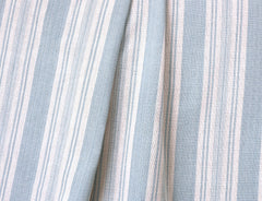 Aqua Ticking Linen Fabric / Stripe Linen Upholstery / Drapery Fabric / Woven Aqua Fabric / Light Blue Cream Linen by the yard