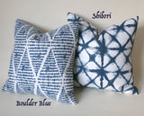 Indigo Collection: Boho Outdoor Pillow Cover / Navy Outdoor Pillow cover / Blue Patio Pillow / White Pillow Cover / Outdoor 20x20 22x22 - Annabel Bleu