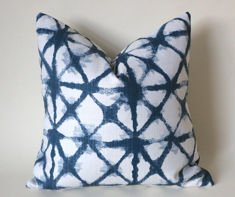 Indigo Collection: Blue Outdoor Pillow cover / ANY SIZE Outdoor Cushion / 20x20 Outdoor Pillow Cover / Outdoor Cushion Cover - Annabel Bleu