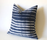Indigo Mudcloth Pillow 22x22 / 22x22 Southwestern pillow / 22x22 Tribal Pillow / 22x22 Boho Throw Pillow / 22x22 Pillow: Performance Fabric - Annabel Bleu