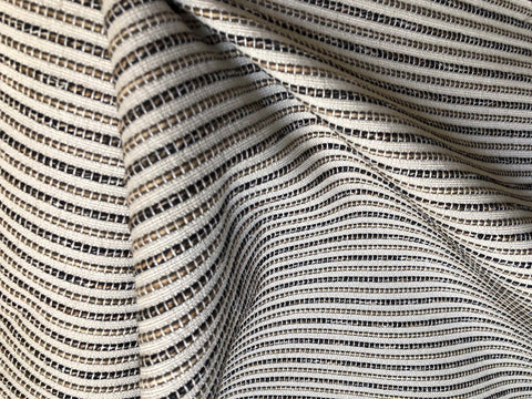 Upholstery Fabric by the yard / Jute stripe fabric / Beige Home Decor Fabric / Woven Taupe Fabric / 1/4" Stripe Fabric - Annabel Bleu