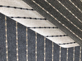 Jute Striped Performance Fabric Collection / Blue Upholstery Fabric by the Yard / Beige Home Decor Fabric / Indigo Upholstery - Annabel Bleu