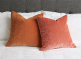 Orange Velvet Pillow / Apricot Velvet Cushion Cover / Pink Velvet Pillow Cover / Solid Orange Pillow / Orange Pillow Cover - Annabel Bleu