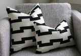 African Pillow 18x18 / Embroidered Pillow Cover 18x18 / Modern Pillow Cover 18x18 / Black Kuba Pillow 18x18 / Geometric 18x18 Pillow Cover - Annabel Bleu