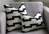 African Pillow 20x20 / Embroidered Pillow Cover 20x20 / Modern Pillow Cover 20x20 / Black Kuba Pillow 20x20 / Geometric 20x20 Pillow - Annabel Bleu