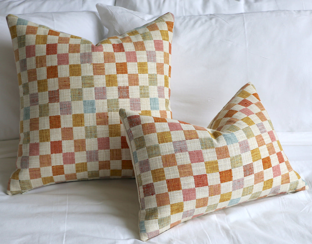 Patchwork 18x18 Pillow Cover / 18x18 Pink pillow cover / Orange 18