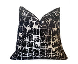 Black Velvet Cushion Cover / Abstract Velvet Pillow / Luxury Silver Pillow Cover / Hollywood Regency Pillow Cover - Annabel Bleu