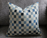 Folk Art Collection / Woven Blue Cushion Cover / Fringed, Patchwork or Blue Ombré Pillow - Annabel Bleu