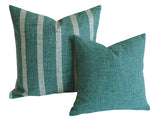 TROPIQUE Collection / Woven Green Blue Cushion Cover / 22x22 Blue Green Pillow & Other Sizes / Green Couch Pillow / Tropical Pillow - Annabel Bleu