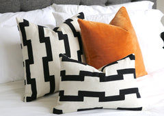 Cream Black Pillow / Embroidered Cushion Cover / ZIPPER Pillow Cover / African Pillow / Geometric Modern Pillow Cover