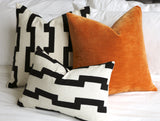Cream Black Pillow / Embroidered Cushion Cover / ZIPPER Pillow Cover / African Pillow / Geometric Modern Pillow Cover - Annabel Bleu