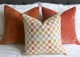 Patchwork 22x22 Pillow Cover / 22x22 Pink pillow cover / Orange 22 x 22 pillow / Aqua 22x22 Cushion Cover / 22x22 Cream Raw Silk Pillowcase - Annabel Bleu