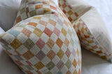 Patchwork 18x18 Pillow Cover / 18x18 Pink pillow cover / Orange 18 x 18 pillow / Aqua 18x18 Cushion Cover / 18x18 Cream Raw Silk Pillowcase - Annabel Bleu