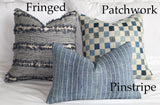 Folk Art Collection / Woven Blue Cushion Cover / Fringed, Patchwork or Blue Ombré Pillow - Annabel Bleu