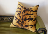 Tigre Velvet Cushion Cover / Velvet Cheetah Pillow / Animal Print ZIPPER Pillow Cover / Jamil Natural / Hollywood Regency Pillow Cover - Annabel Bleu