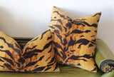 Tigre Velvet Cushion Cover / Velvet Cheetah Pillow / Animal Print ZIPPER Pillow Cover / Jamil Natural / Hollywood Regency Pillow Cover - Annabel Bleu