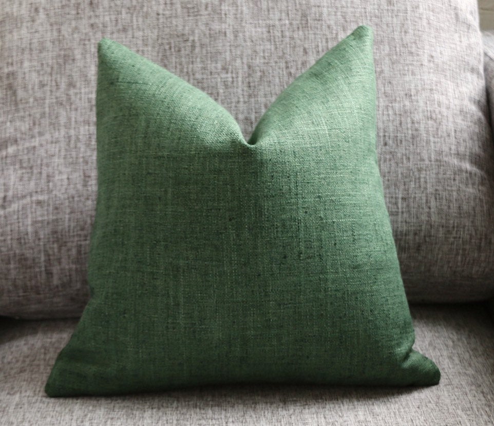 Woven Dark Green Pillow Cover