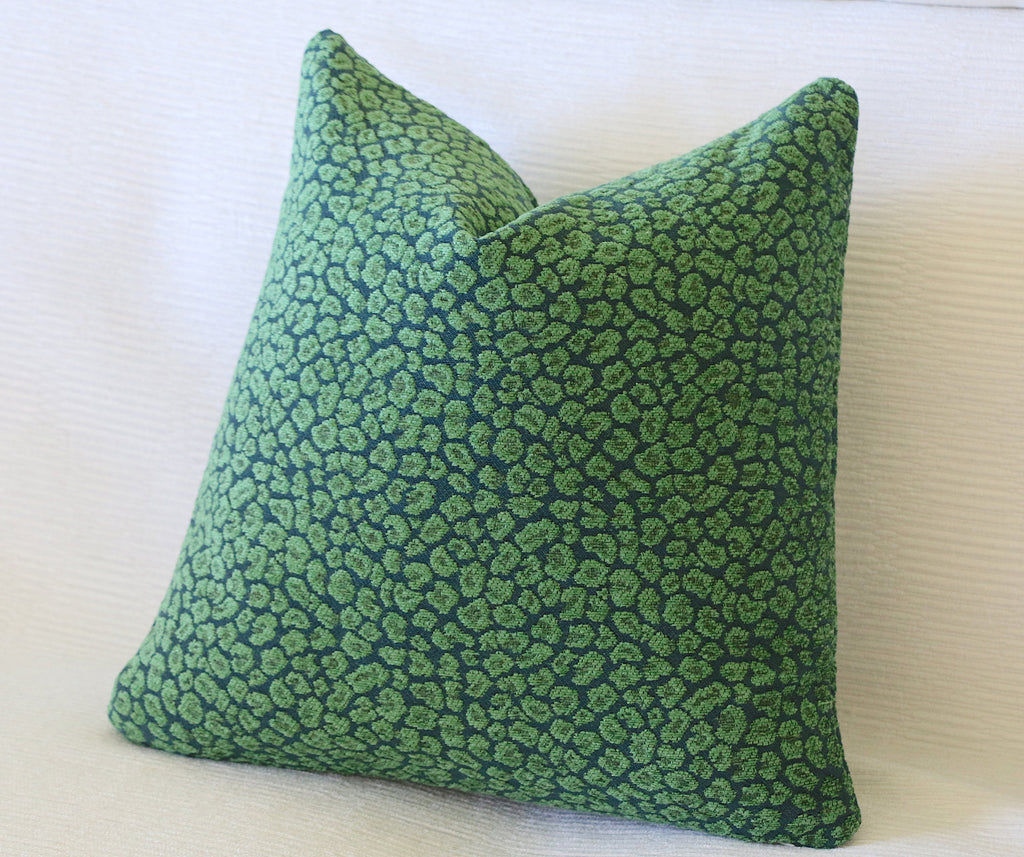 Malachite Green Blue Pillow Cover / 10 size options / Leopard Accent Pillow  / Decorative Throw Pillow / Teal Velvety Green Chenille