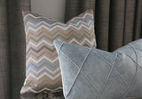 Osborne & Little Taggia Pillow Cover / 18x18 or 12x21 Embroidered Pillow / Blue Beige Chevron Pillow Cover / Taggia F7174-01 - Annabel Bleu