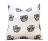 10 Sizes: Spanish Crest Black & Ivory ZIPPER Pillow Cover 18x18 20x20 24x24 26x26 White Pillow / Royal Crest Pillow Case - Annabel Bleu