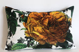 Oversized Roses Pillow Cover / Yellow and Green Velvet / 16x24 Velvet / Victorian Rose Pillow Cover - Annabel Bleu