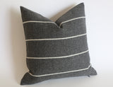 Grey Outdoor Pillow Cover / Stripe Outdoor Pillow cover / Gray Patio Pillow / Porch Pillow Cover / Outdoor 16x16 18x18 20x20 22x22 24x24 - Annabel Bleu