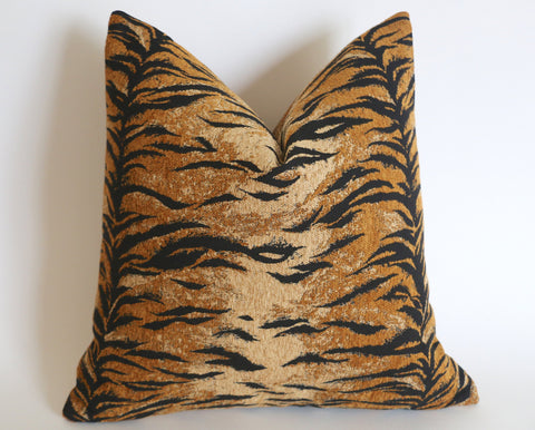 Tigre Pillow Cover / Animal Chenille Tigre Pillow / Hollywood Regency Pillow cover / Beverly Hills Hotel Pillow Cover - Annabel Bleu