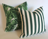 Sunbrella Collection: Outdoor Pillow Covers in Green and Black - Annabel Bleu