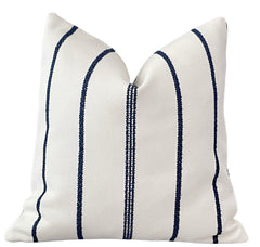 Ivory and Navy Chenille Striped Outdoor Pillow Cover / Nautical Outdoor Pillow cover / Patio Pillow / Porch Pillow Cover / Outdoor 12x18 18x18 20x20