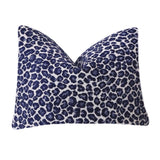 Grey Chenille Leopard Pillow / Indigo Animal Print Cushion / 20x20 Cheetah Pillow or Other Sizes / Velvet Leopard Pillow Cover - Annabel Bleu