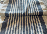Vintage French Striped Linen Fabric by the Yard / Heavy Upholstery Weight fabric - Annabel Bleu