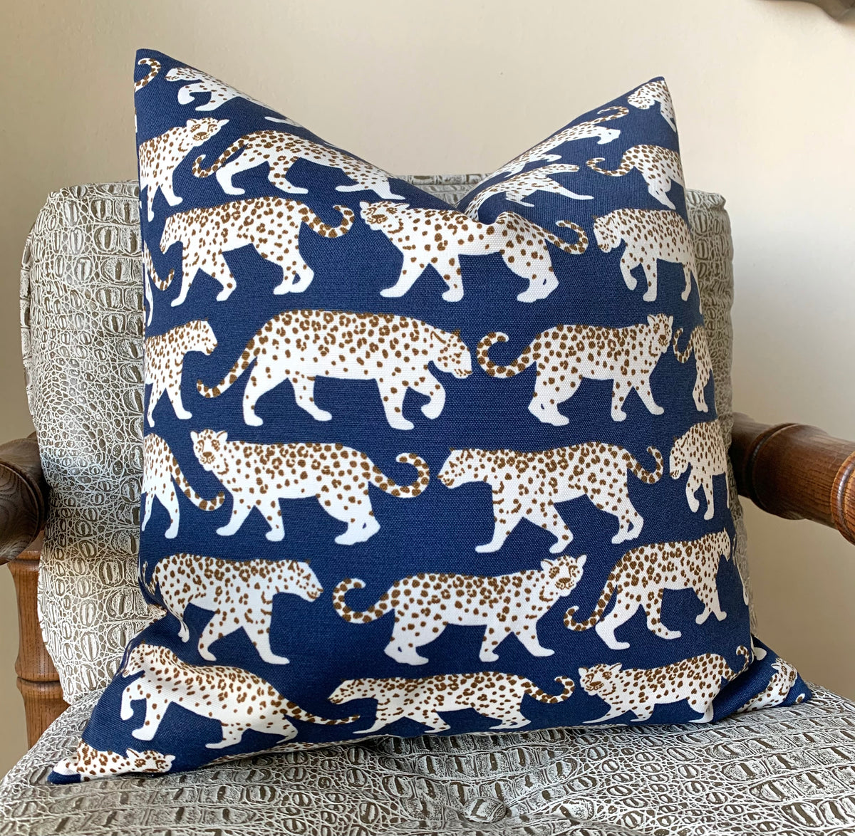 Indoor Outdoor Navy Leopard Pillow Cover | Annabel Bleu