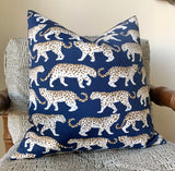 Indoor Outdoor Navy Leopard Pillow Cover - Annabel Bleu