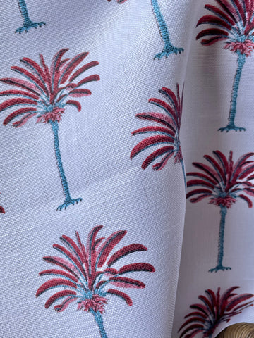Surreal Block Printed Palms on Belgian Linen / Home Decor and Upholstery Fabric by the Yard or Fat Quarter - Annabel Bleu