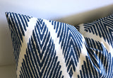 Indigo Blue Ikat Chevron Decorative Pillow Cover / 18x18, 20x20, 22x22 / Euro sham or Lumbar pillow / Navy Blue Throw Pillow Cover - Annabel Bleu