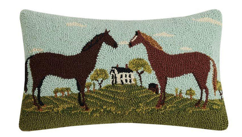 Equestrian Farm Wool Hooked Pillow - Annabel Bleu