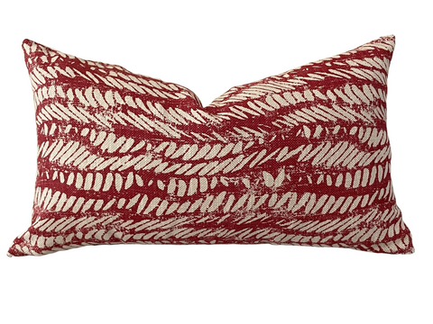 Distressed Rope Lumbar Pillow Cover in Red - Annabel Bleu
