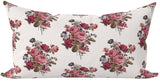 Antique French Roses and Poppies Linen Pillow Cover: Faded Burgundy - Annabel Bleu